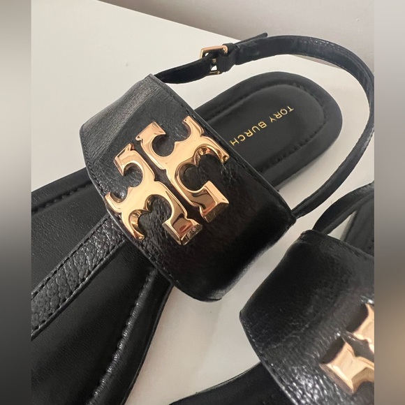 Tory Burch Black Sandals with Gold hardware NWT - Picture 6 of 11